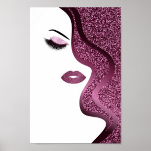 Hair Stylist Makeup Artist Burgundy Glitzer Poster