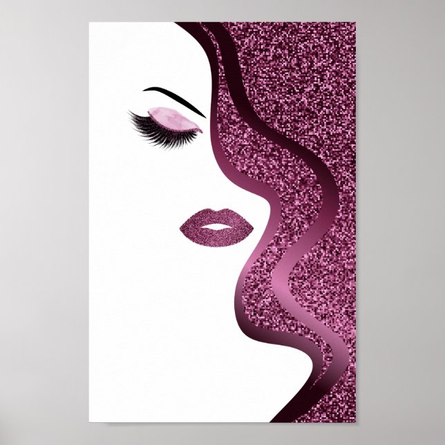 Hair Stylist Makeup Artist Burgundy Glitzer Poster (Vorne)