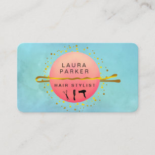 Hair Stylist Makeup Artist Salon Aquamarin Blue Gi Visitenkarte