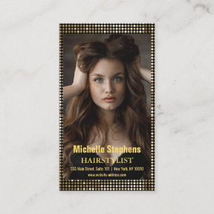 Hair Stylist Metallic Gold + Black QR Code Visitenkarte