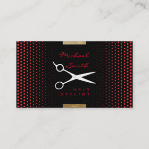 Hair Stylist Modern Deep Carmine Polka Dot Visitenkarte
