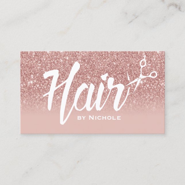 Hair Stylist Modern Typografie Rose Gold Ombre Terminkarte (Vorderseite)