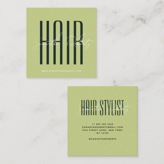Hair stylist modern typography script pearl pink quadratische visitenkarte (Vorne/Hinten)