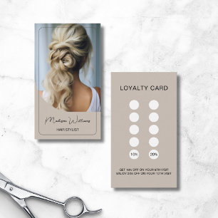 Hair Stylist Moderne Beige Loyalität Karte