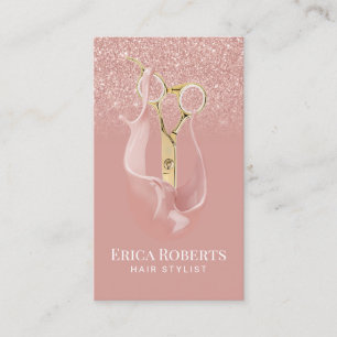 Hair Stylist Moderner Glitzer Rose Gold Splash Sal Visitenkarte