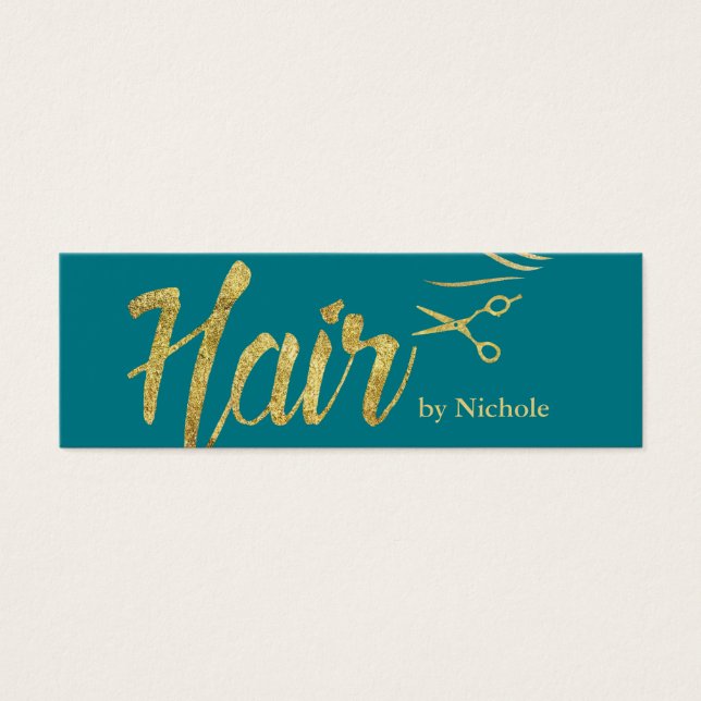 Hair Stylist Modernes Aquamarin & Gold Mini Termin (Vorderseite)