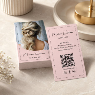 Hair Stylist Modernes Rosa Visitenkarte