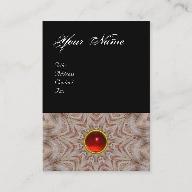 HAIR-STYLIST-Monogramm, rote Rupie, schwarz Visitenkarte (Vorderseite)