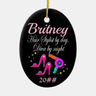 HAIR STYLIST NACH TAG, DIVA NACH NACHT PERSONALISI KERAMIK ORNAMENT