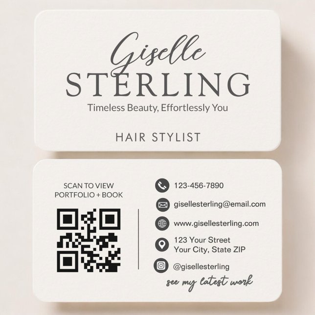 Hair Stylist Neutral QR Code Visitenkarte (Von Creator hochgeladen)