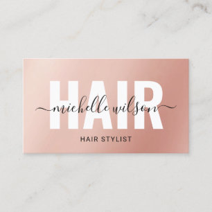 Hair Stylist Rose Gold Script Typografy Salon Visitenkarte