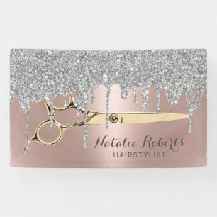 Hair Stylist Rose Gold Silber Tropfen Schönheitssa Banner