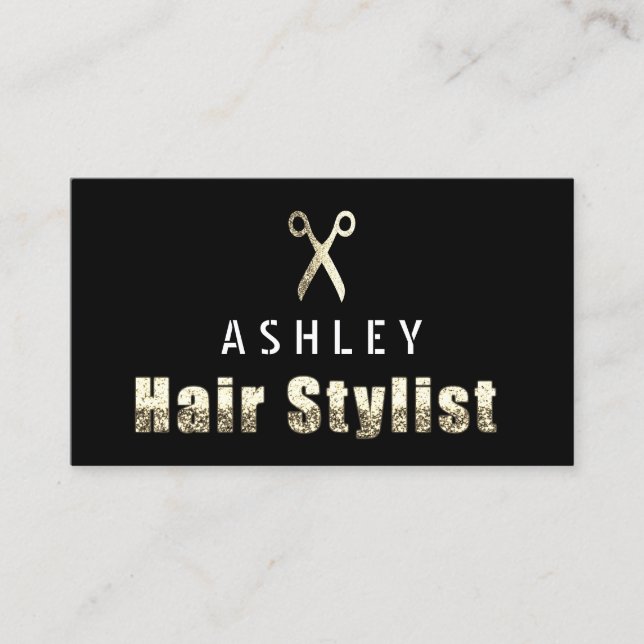 Hair Stylist Salon Black Gold Karte (Vorderseite)