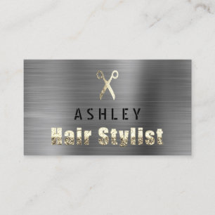 Hair Stylist Salon Gray Silver Terminierungskarte Visitenkarte