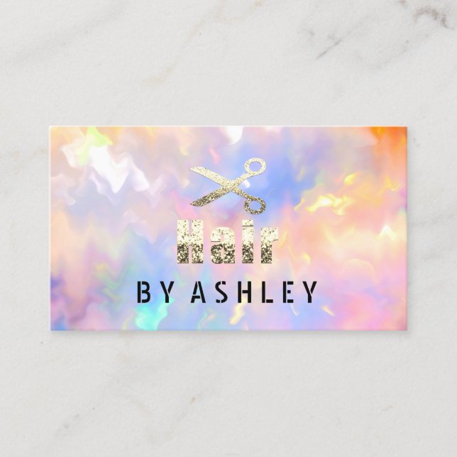Hair Stylist Salon Holographic Termin Card Visitenkarte (Vorderseite)