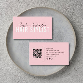 Hair Stylist Salon Pink QR Code Visitenkarte