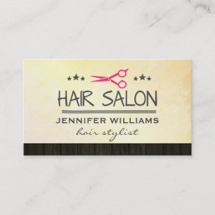 Hair Stylist Salon Shears Wood Trim Visitenkarte