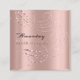 Hair Stylist Salon Stellenkarte Rosa Quadratische Visitenkarte