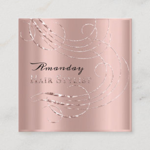 Hair Stylist Salon Stellenkarte Rosa Quadratische Visitenkarte