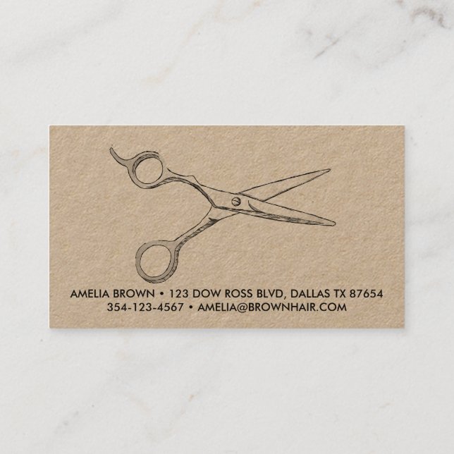 Hair Stylist Scissors Chic Drawing Barber CUSTOM Visitenkarte (Rückseite)