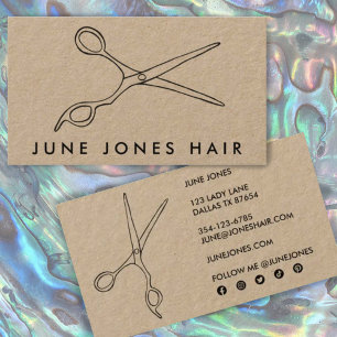 Hair Stylist Scissors Chic Zeichnend Barber KRAFT Visitenkarte