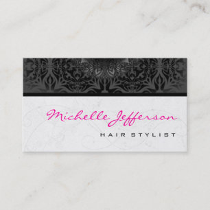 Hair Stylist Script Grau Muster Business Card Visitenkarte