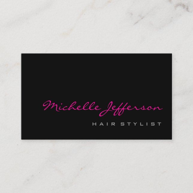 Hair Stylist Script Grau Pink Trendy Business Card Visitenkarte (Vorderseite)