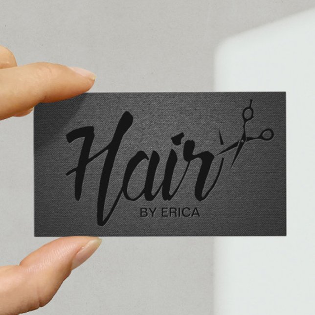 Hair Stylist Script Trendy Black Appointing Terminkarte (Von Creator hochgeladen)