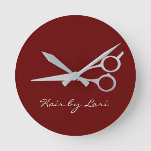Hair Stylist Silver Scissors Personalized Runde Wanduhr