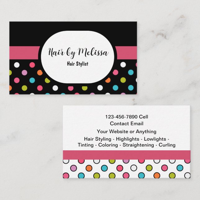 Hair Stylist Trendy Colorful Business Cards Visitenkarte (Vorne/Hinten)