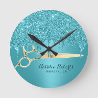 Hair Stylist Turquoise Glitzer Tropfen Moderner Sa