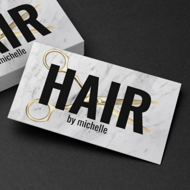 Hair Stylist Typografy Trendy Marble Beauty Salon Visitenkarte (Von Creator hochgeladen)