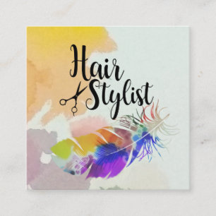 Hair Stylist Watercolor Quadratische Visitenkarte