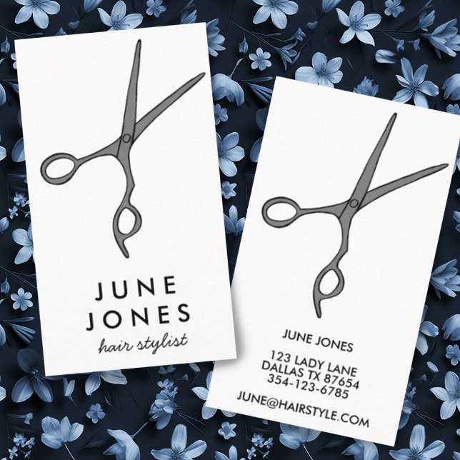 Hair Stylistische Schere Chic Minimalline Kunst, D Visitenkarte (Hair stylist barber salon minimalist scissors custom business cards.)