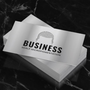 Hair Tattoo Scalp Micropigmentation Modernes Metal Visitenkarte
