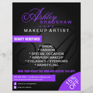 Hair- und Make-up-Artist Monogram Werbemittel Flyer