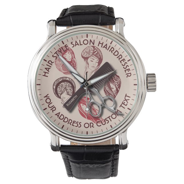 Hairdirector Or Beauty Salon Hair Styist Name Armbanduhr (Vorderseite)