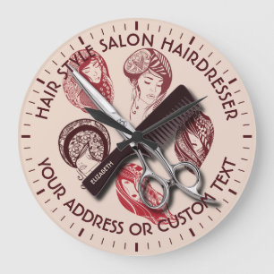 Hairdirector Or Beauty Salon Hair Styist Name Große Wanduhr