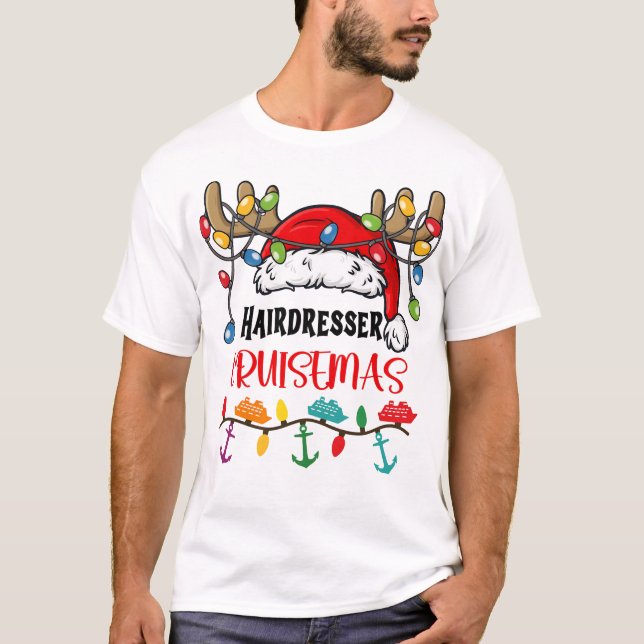 Hairdresser Cruisemas Matching Christmas Pajamas T-Shirt (Vorderseite)