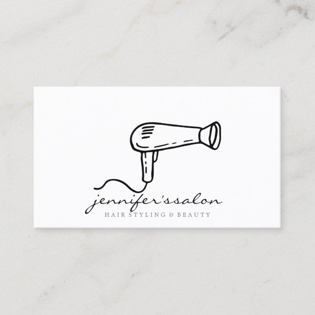 HairDresser Logo Schwarzer Haartrockner Salon Styl Visitenkarte