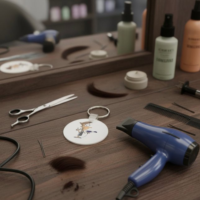 Hairdresser With Scissors Schlüsselanhänger (Von Creator hochgeladen)
