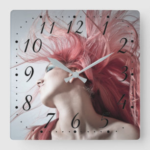Hairdressy Salon Square Wall Clock Quadratische Wanduhr