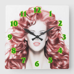 Hairdressy Salon Square Wall Clock Quadratische Wanduhr