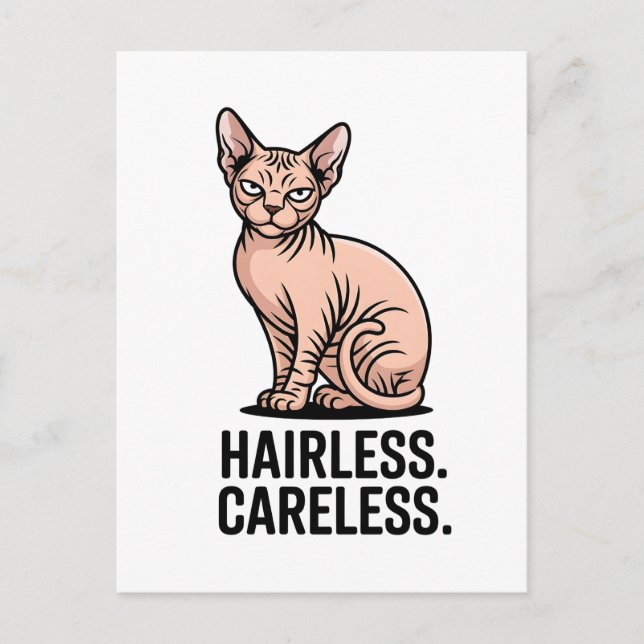 Hairless Careless Sphynx Cat Attitude Art Postkarte (Vorderseite)