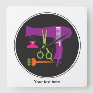 Hairstyles tools quadratische wanduhr