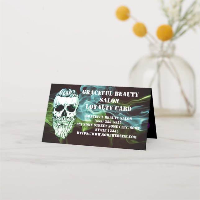 hairstylist barber loyalty card skull  treuekarte (Vorderseite)