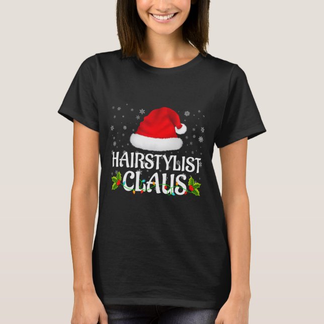 Hairstylist Claus Christmas Lights Pajama Family M T-Shirt (Vorderseite)