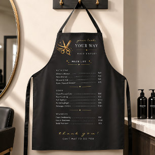 Hairstylist Elegante schwarze goldene Schere indiv Schürze
