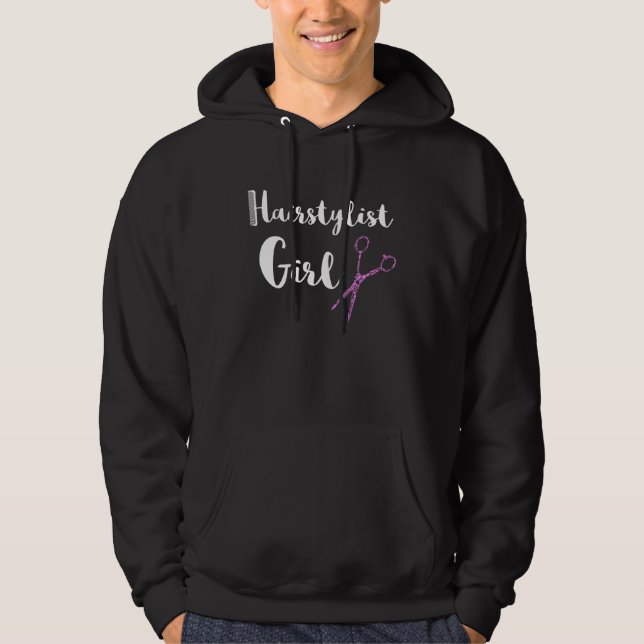 Hairstylist Girl Hairdresser Salon Hair Styling Sc Hoodie (Vorderseite)