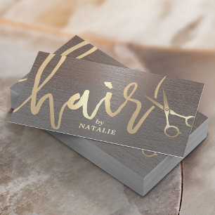 Hairstylist Gold Schrift Modern Kupfer Salon Visitenkarte